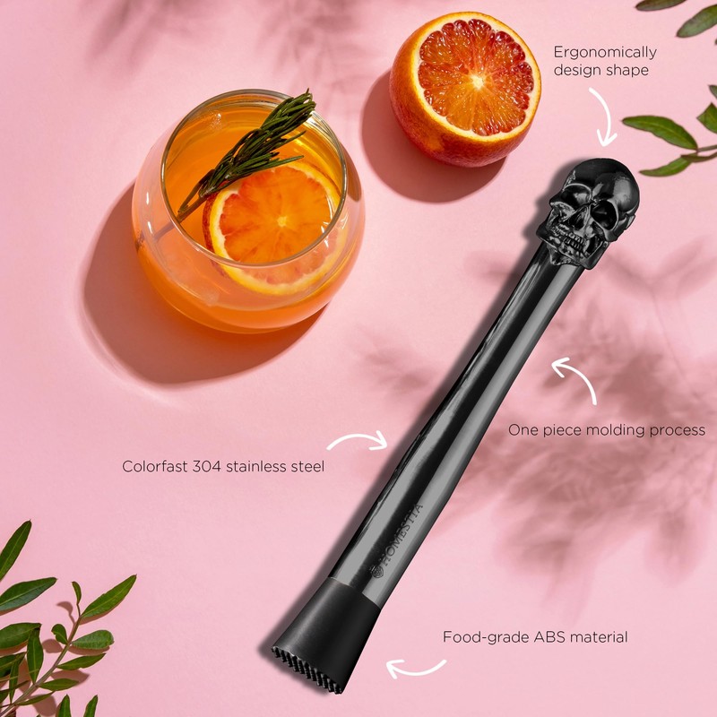 Homestia 4PCS Skull Muddler Set, 10 Inch 304 Stainless Steel