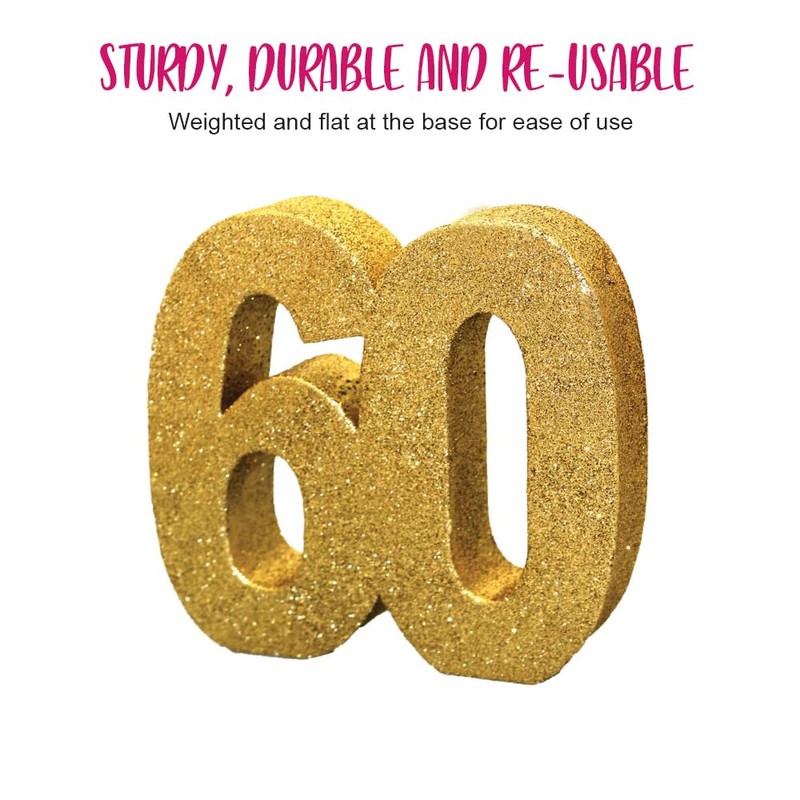 Number 60 Glitter Table Decoration Gold| Table Centrepiece | Table