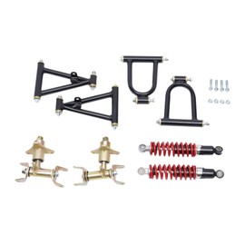 12''Go Kart Kit Front Suspension Shock Swing Arm Full Kit,Upper/Lower Swingarm Steering Strut Knuckle Spindle, For ATV Quad Bike Go Kart Buggy DIY Parts Front Suspension Swingarm Assembly 3 Holes