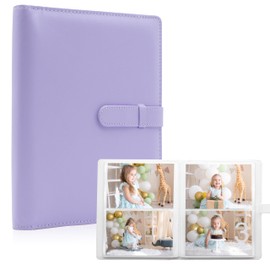 Photo Albums 4x6 Pictures – 152 Pockets Vegan Leather Cover Memory Album Book, Suitable for Family Wedding Boys Girls and Babies Storage (Purple)