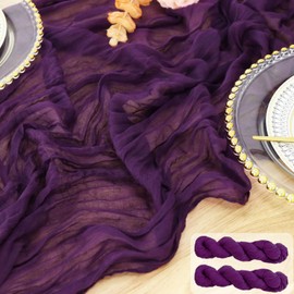 Camino de mesa de gasa rústica de 10 pies para bodas, camino de mesa de tela de queso ciruela, camino de mesa transparente de Halloween para mesa, baby shower, cumpleaños, decoración de día