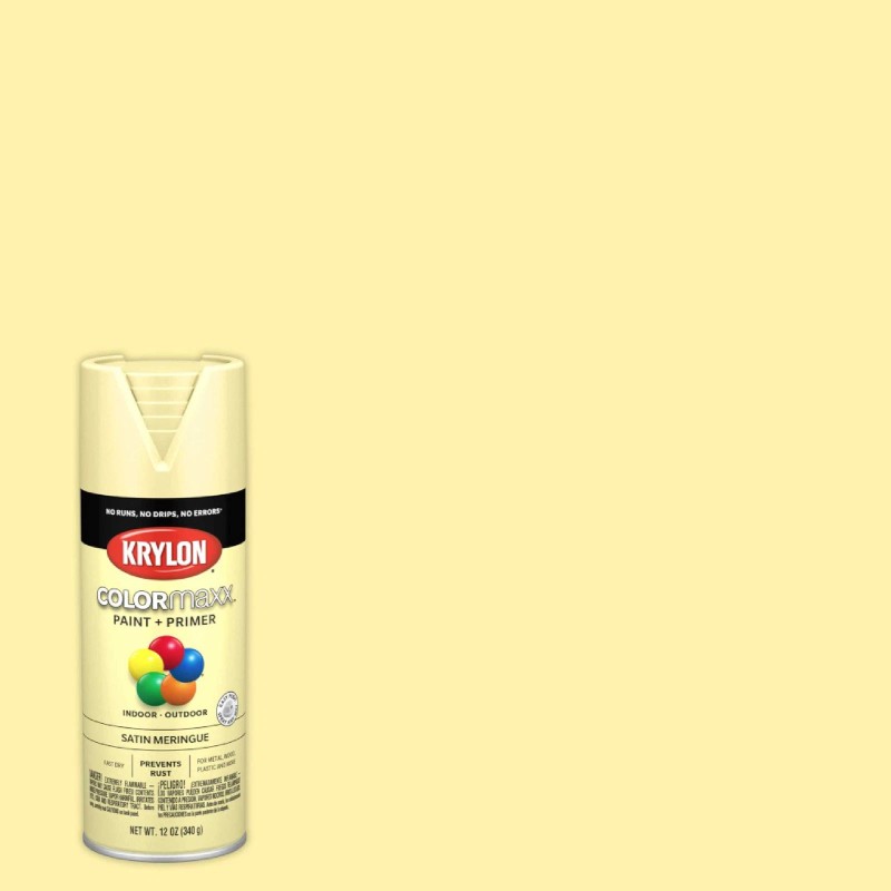 Krylon COLORmaxx Satin Meringue Yellow Spray Paint and Primer 12