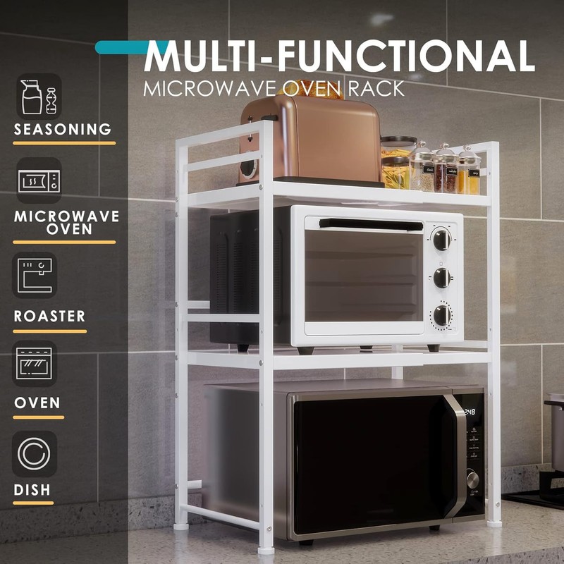 DOLALIKE Microwave Oven Rack, Expandable Microwave Stand Countertop Kitchen Utensils