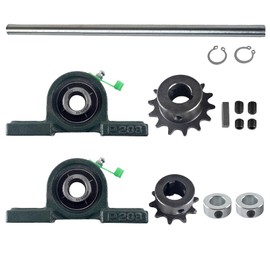 FUWTLP Silver Galvanized Jackshaft Go Kart Minibike Complete Jackshaft Kit 5/8" X 14" #35 Chain