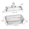 Glass Butter Dish with Lid for Countertop Rectangular Transparent Butter