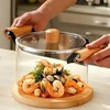 2.5L High Borosilicate Glass Simmer Pot with Wooden Handles, Heat-Resistant