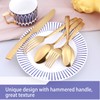 Kelenfer Silverware Set Flatware Set Gold Hammered Handle Cutlery Set