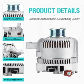 Alternator Fit for Ford F-150 2002-2003, Fit for F-250 F-350 F-450 F-550 F53 1999-2004, Fit for Mustang 1996-1998, Fit for Thunderbird 1995-1997, Fit for Expedition E-450 2002, 400-14015