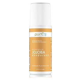PurO3 Jojoba Oil Organic Deodorant - Ozonated Oil & Non-Staining - Made in the USA All Natural - Paraben & Aluminum Free Roll On, Orange & Bergamot Scent, 2.5 fl oz