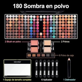MISS ROSE Paleta De Maquillaje Para Sombra De Ojos, combinación con sombra de ojos Colorete facial Cejas en polvo Delineador de ojos Lápiz Espejo, Kit
