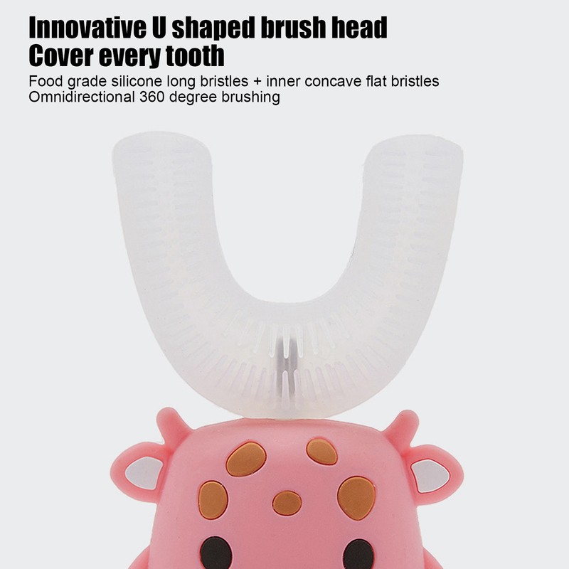 Kids U Shaped Toothbrush Pink Cartoon Electric 360° Tooth Rush