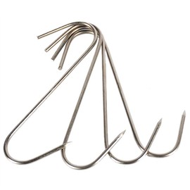 RJWKAZ Meat Hooks S-Hooks Stainless Steel Poultry Hook Butcher Hook Hanging Drying BBQ Grill Cooking Smoker Hook Tool (6.7 Inch-6 Pack)