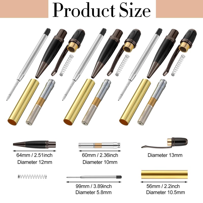 Colarr 12 Pack Woodturning Pen Kit Twist Ballpoint Pen Kit