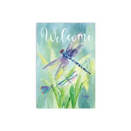 WPCTYQ Welcome Dragonfly Garden Flag ,Welcome Spring Garden Flag Watercolor Flower Flying Dragonfly Decorative Welcome Summer Spring House Flags, Dragonfly Hello Spring Summer Dragonfly Outdoor