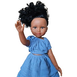 MARULADOLLS: 18 inch Black Doll - Bi-Racial Doll with Dress - Realistic Poseable Black Baby Doll with Black Curly Hair - Easter Gift - Birthday Gift for 3 to 12 Year Old Girl