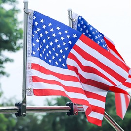 Marinebaby 2 PCS Boat Flag Pole Holder, Stainless Steel Rail Mount Boat Pulpit Staff (7/8" - 1 "), Marine Flag Pole Kit for Truck RV Yacht (2X American Flags Included)