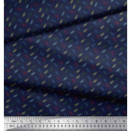 Soimoi Blue Velvet Fabric Paper Clip Shirting Printed Craft Fabric BTY 58 Inch Wide