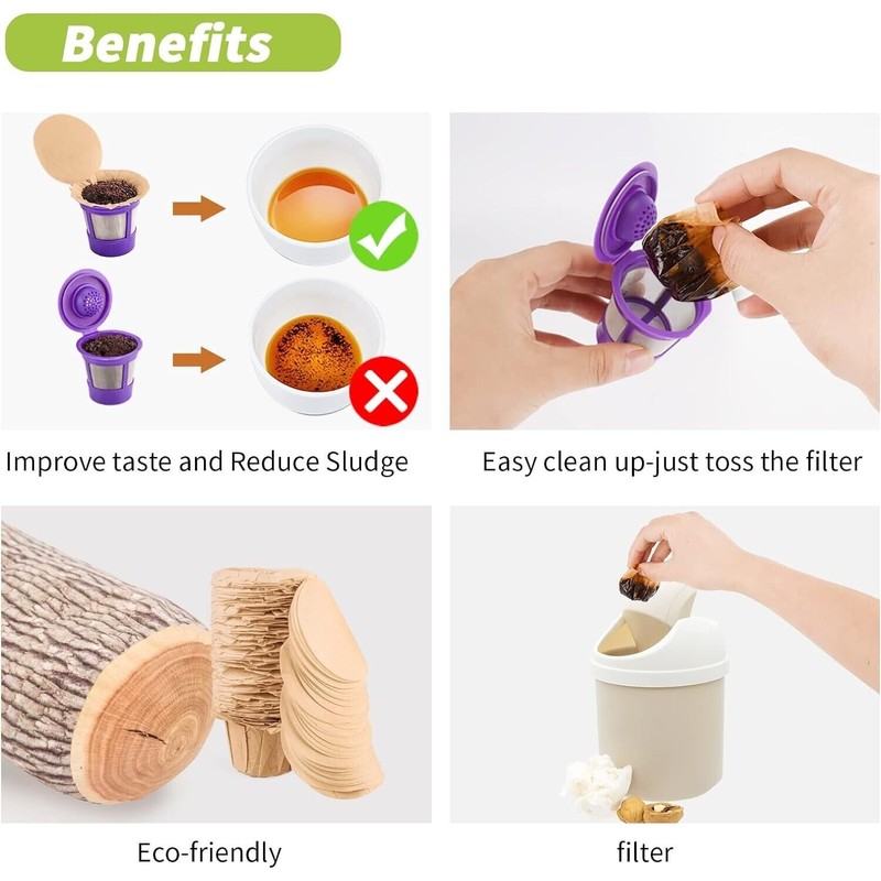 N/A Unbleached K Cup Disposable Paper Filters with Lid for