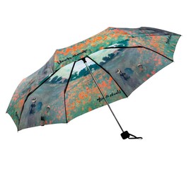 LUCKYWEATHER Mini Women's Pocket Umbrella, Monet Poppy Field Motif, Pocket Umbrellas, Small and Stable and High-Quality Workmanship, Umbrellas with UV Protection, Red, Teal