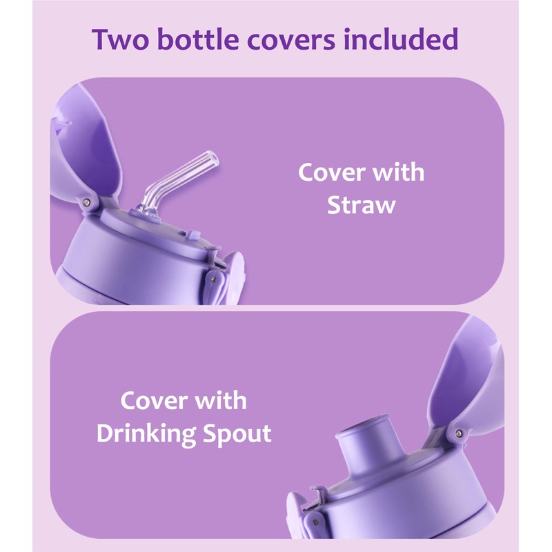 Everyday Delights Kuromi Water Bottle Double Covers with Straw and