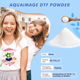 Aquaimage DTF Powder White 1KG/35.3 oz Digital Transfer Hot Melt Adhesive, Compatible with DTF and DTG Printers, DTF PreTreat Powder for All Fabric Jeans Cotton T-Shirt