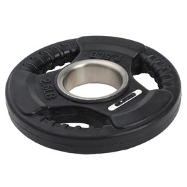 HolaHatha 2.5-Pound Olympic Rubber Coated Solid Cast Iron Weight Plate with Tri Grip Handle for Full Body Strength Training Workouts, Black