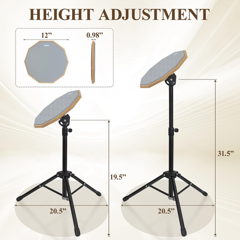 Drum Practice Pad Snare Drum Stand Set 12 In With