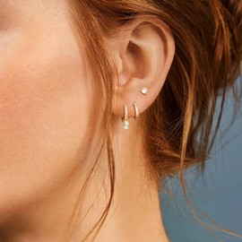 Risamil Gold Hoop Earrings for Women, 14K Gold Earrings for Women Trendy Hypoallergenic Cubic Zirconia Stud Earrings Dainty Small Gold Hoops Chunky Gold Huggie Earrings Set for Women Jewelry Gifts,