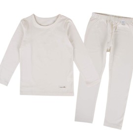 organicboom Pastel Span Organic Cotton Pajamas For Big Girls, Toddler Girls, Ultra Soft Long Sleeves (Beige, 60(3-4Y))