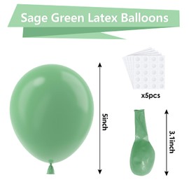 Bezente Sage Green Latex Party Balloons - 150 Pack 5 inch Round Helium Dusty Green Olive Balloons for Birthday Graduation Baby Shower Wedding Safari Jungle Theme Party Decorations