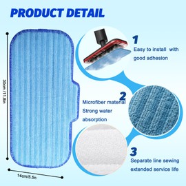 6 pcs Mocrofiber Mop Pads Replacement for Newbealer NC603C NC602N Steam Mop Cleaner,Reusable & Washable for Laminate，Hardwood, Tile & Ceramic Floors，Carpet Cleaning