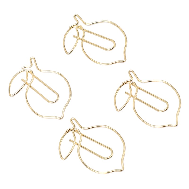 100 Pcs Paper Clip Gold Cute Lemon Shaped Bookmark Clips