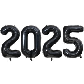 Giant Number 2025 Balloons, 40" Large 2025 Balloons Helium Mylar Foil Balloons for 2025 Graduation Party Decoration (Black)