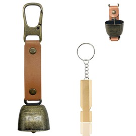 Bear Bell with Magnetic Silencer|Bear Bells for Hiking & Camping|Bear Deterrent Device with Emergency Whistle & Carabiner to Scare Animals|Bear Alarm for Outdoor Biking Fishing Climbing(Bronze)