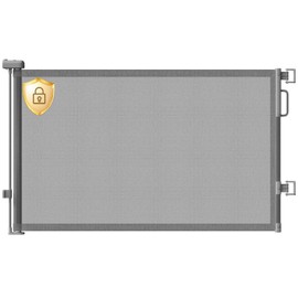 Cideny Retractable Baby Gate for Stairs, 55" Wide Mesh Dog Gate Indoor, 34'' Tall Child Gate for Doorways, Hallways, Deck, Indoor Outdoor Pet Baby Safety Essentials for Home, Grey