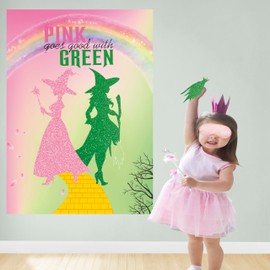 Zhangguanlidai Wicth Birthday Party Decorationas Favors,Pink The Broom on The Wicth Game,Pin and Green Party Decorations Supplies