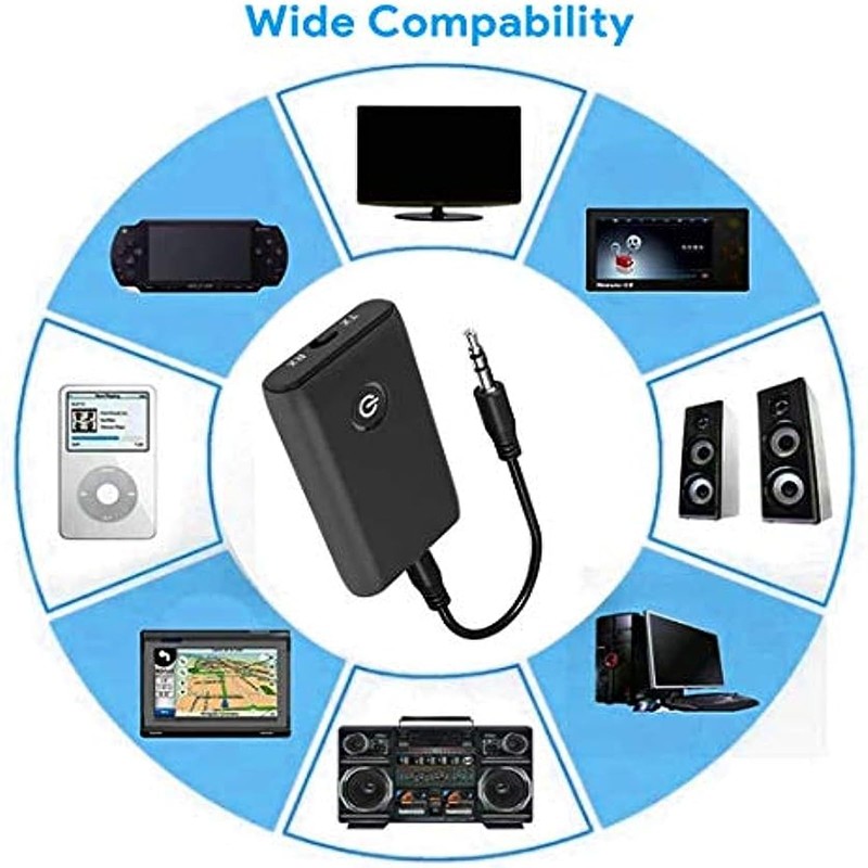 Bluetooth 5.0 Transmitter Receiver, 2-in-1 Wireless 3.5mm Adapter Mini Portable