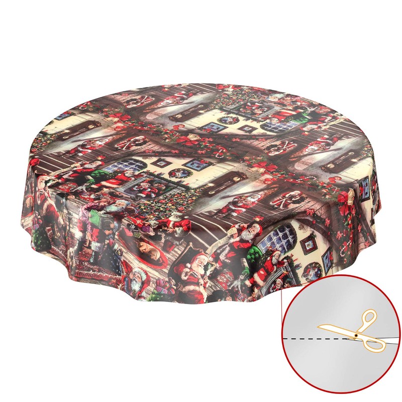 ANRO Tablecloth Christmas Tablecloth Washable Wax Tablecloth Santa Claus 100