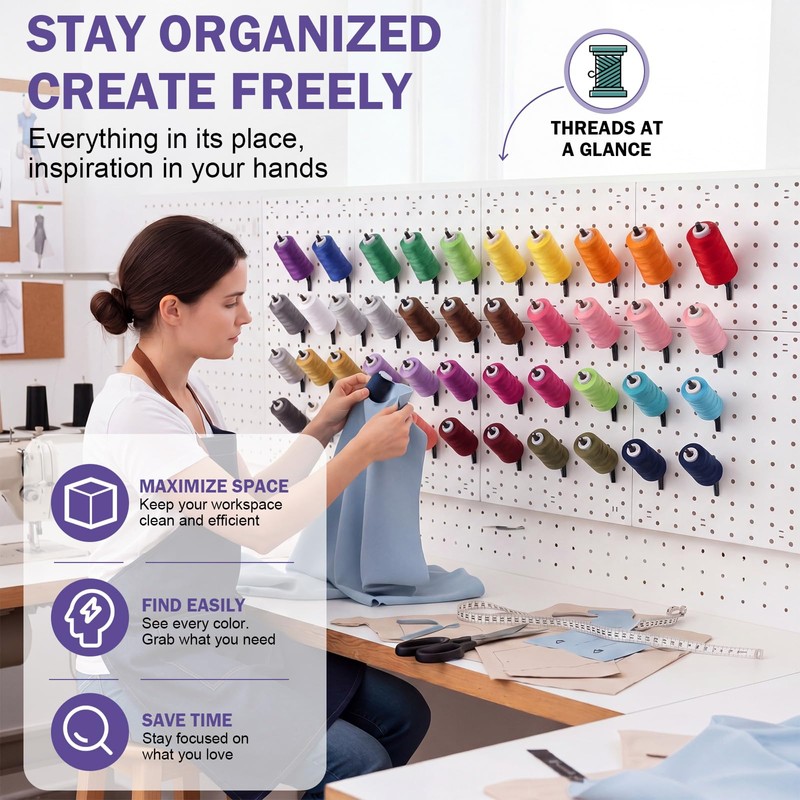 Xuhal 24 Pack Pegboard Spool Hooks for 1/4" Pegboard Organizer