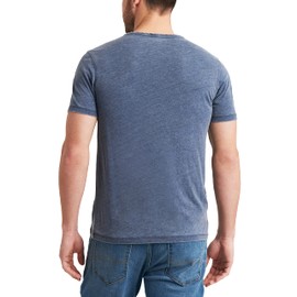 Lucky Brand Men's Venice Burnout Notch Neck Tee Shirt, American Navy, Medium