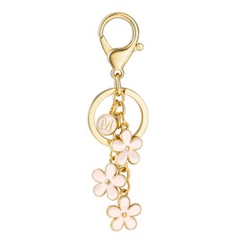 SELOVO Women Girls Initial Keyring Letter M Tassel Pink Keychain Purse Charm