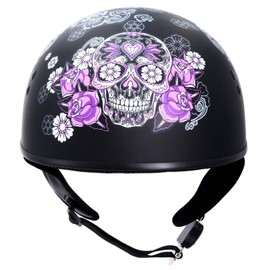 Hot Leathers Advanced Motorcycle DOT Skull Cap Classic Half Helmets Biker HLD HLT - Small