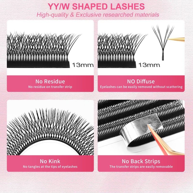XIUSUZAKI Lash Extensions Double Tips 4D Eyelash Extensions W Shape