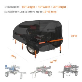 CHENGNAN Log Splitter Cover (89×45×39 inch) for 15-45tons Log Splitter All Weather Protection, Log Splitter Cover Waterproof Heavy Duty, Cover For Log Splitter,Wood Splitter Cover Waterproof,Black