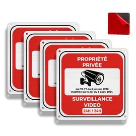 FloraVigo Kameraschild 4x Privateigentum Schild 15×15cm Sicherheitsalarmschild Innen/Außen Schild Aluminium Warnschild mit Aufklebern und Löchern