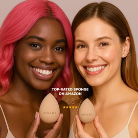 SINART Makeup Sponge, Beauty Makeup Foundation Blender, For Liquid, Cream, & Powder Products, Original Premium PROsponge, Vegan, Cruelty & Latex-Free (BEIGE)