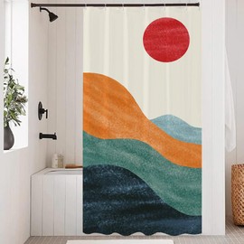 Opeoddie Small Stall Abstract Mountain Shower Curtain 36x72 RV Camper Nature Forest Bathroom Shower Curtain Set Single Narrow Half Rustic Outdoor Bath Curtain Walkin Unique Boho Modern Bathroom Decor