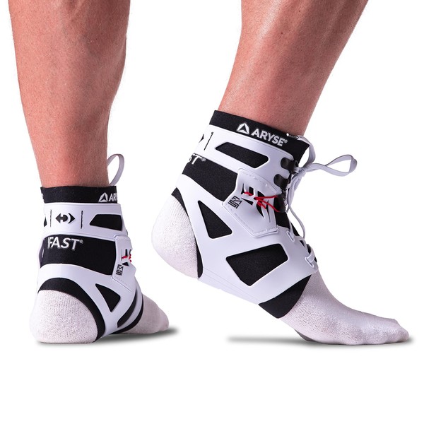 ARYSE IFAST - Ankle Stabilizer Brace - Superior Ankle Support for Men and Women. Basketball, Baseball, Running, Football, Volleyball & More - (X-Small, White, Pair)