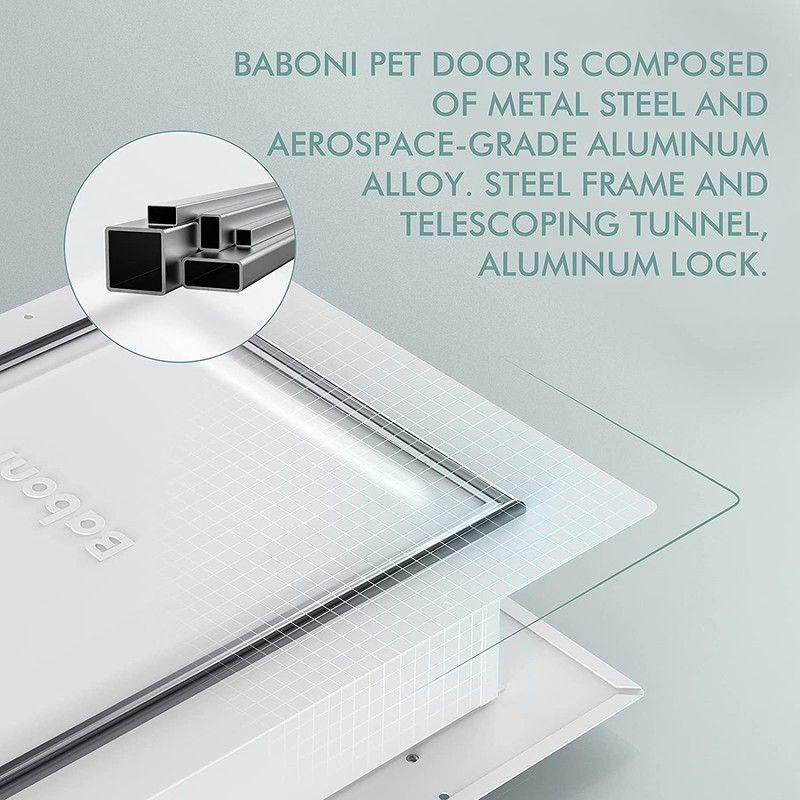 Baboni Pet Door for Wall, Steel Frame and Telescoping Tunnel,