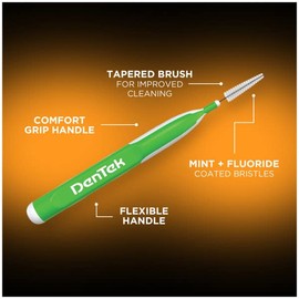 DenTek Easy Brush Interdental Cleaners, Tight Between Teeth Brushes, Plaque Control, Dental Picks for Oral Care, Fresh Mint, 16 Count (Pack of 1)